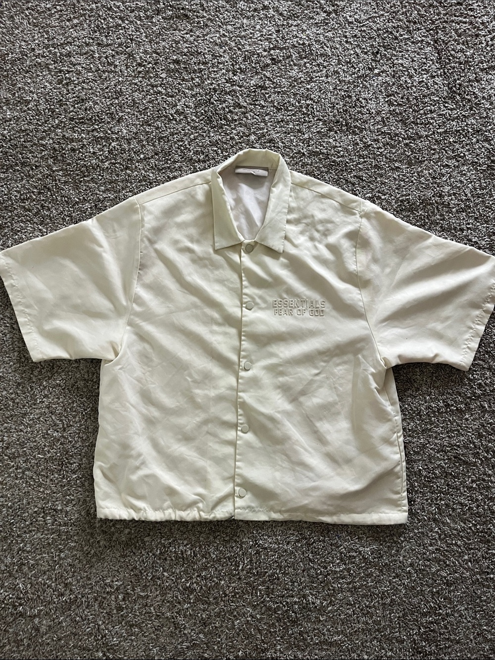 Essentials Cream Short Sleeve Button-Up Shirt